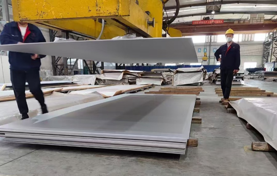 Large nickel alloy plate prepared for laser cutting