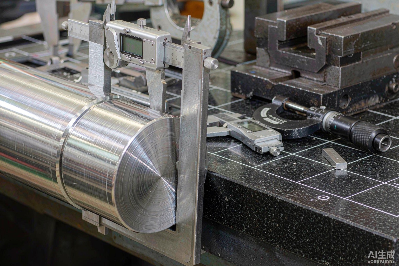 Micrometer measuring an Inconel round bar diameter and a plate thickness grid check on a factory floor - Hangbo Alloy