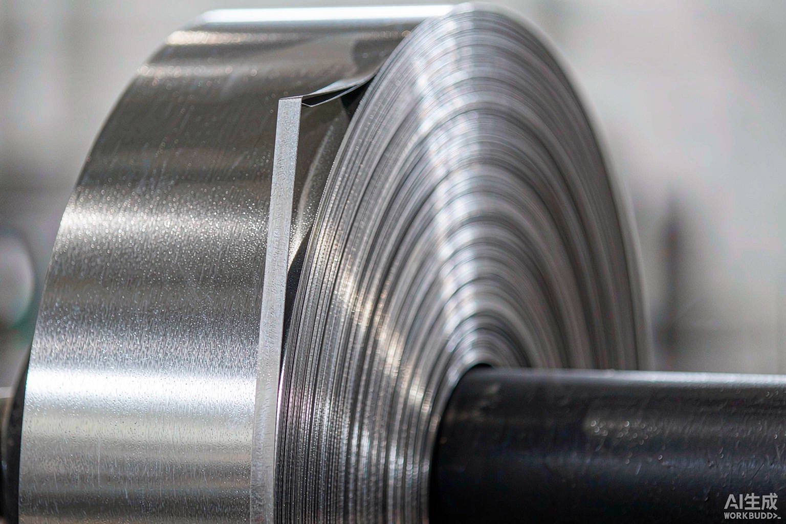 Slit edge of bright nickel alloy precision strip on a steel mandrel in a metal service center - Hangbo Alloy
