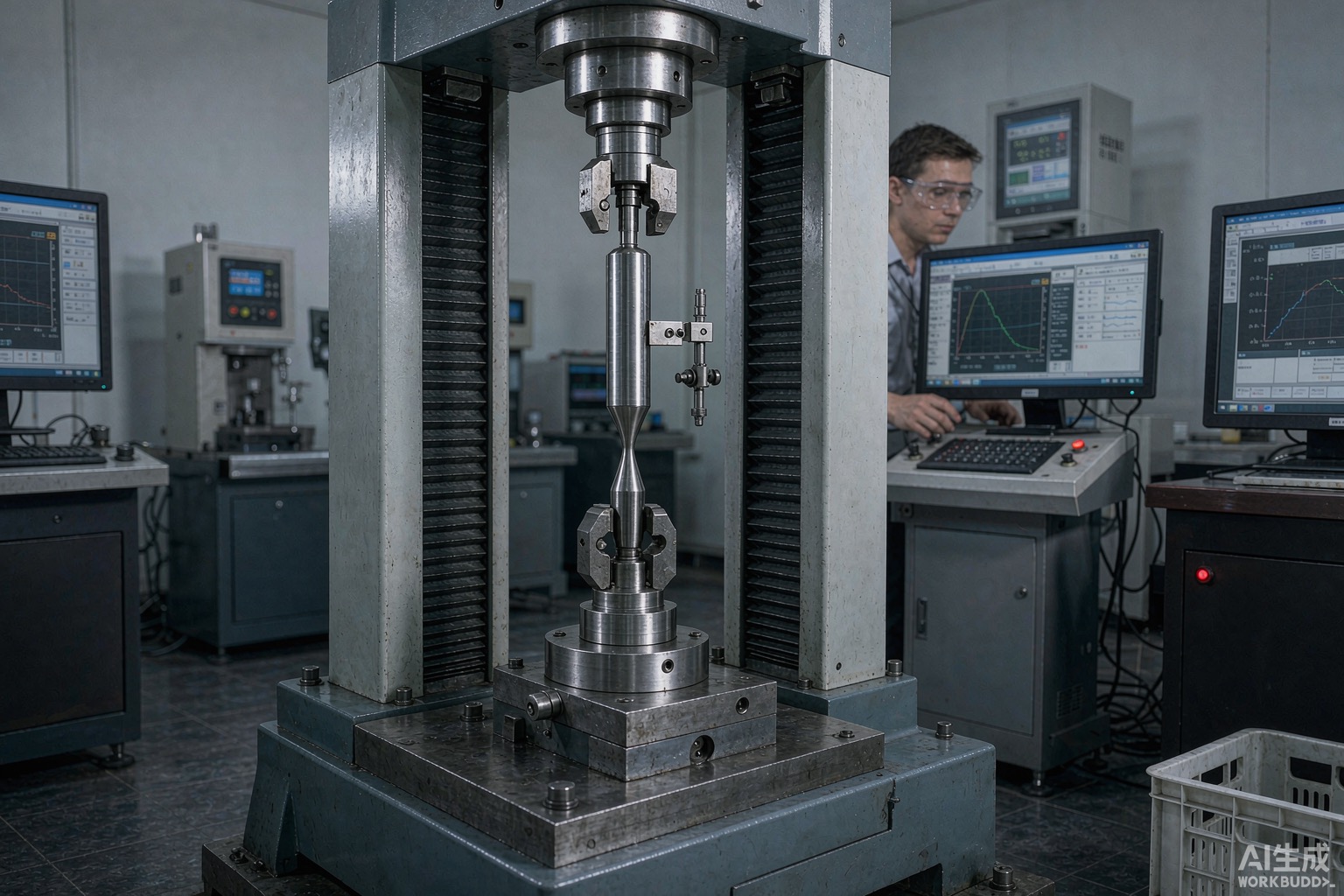 Nickel alloy round bar specimen under tensile testing in a materials laboratory - Hangbo Alloy