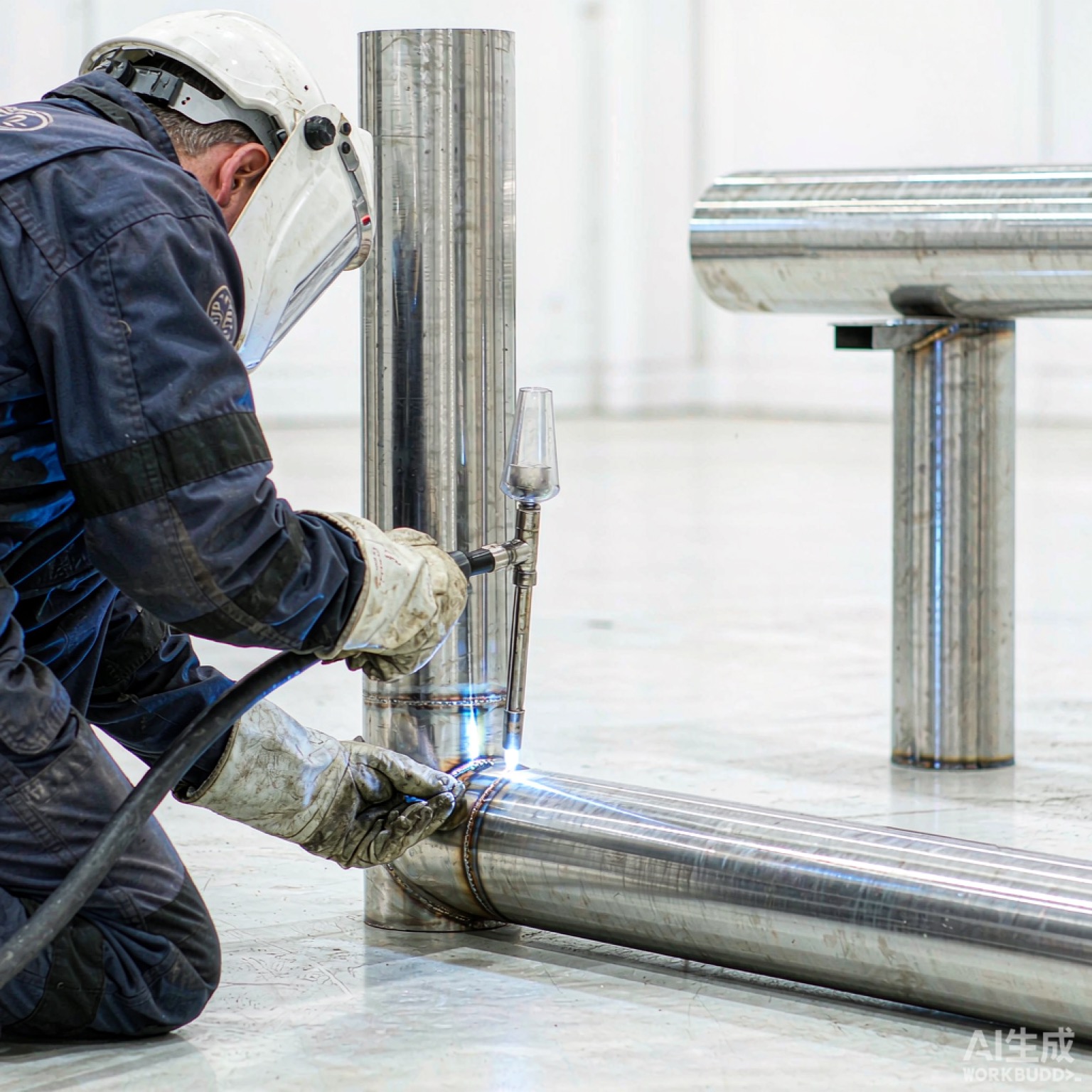 TIG welding of nickel alloy pipe with argon shielding in a clean fabrication bay - Hangbo Alloy